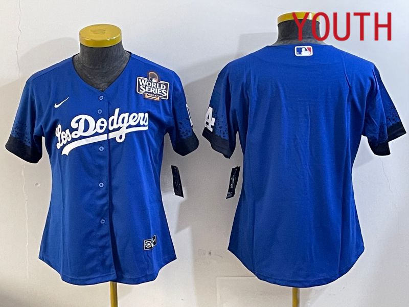 Youth Los Angeles Dodgers blank 2024 World series patch blue jersey 202411203